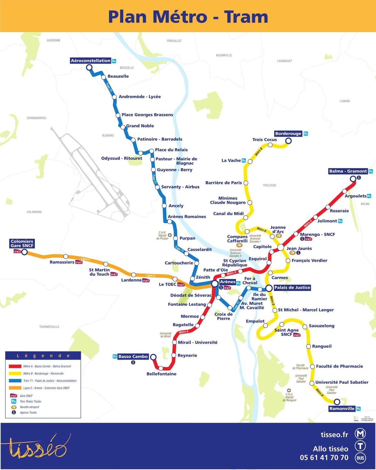 Метрото Тулуза картата във формат PDF