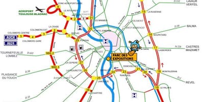 Карта на автомобилни пътища Тулуза